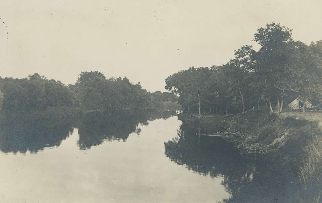 Waverly Public Library, history of Iowa, Iowa History, trees, Lakes, Rivers, and Streams, Waverly, IA, cedar river, tent, Iowa, Landscapes, correct date needed, Leisure