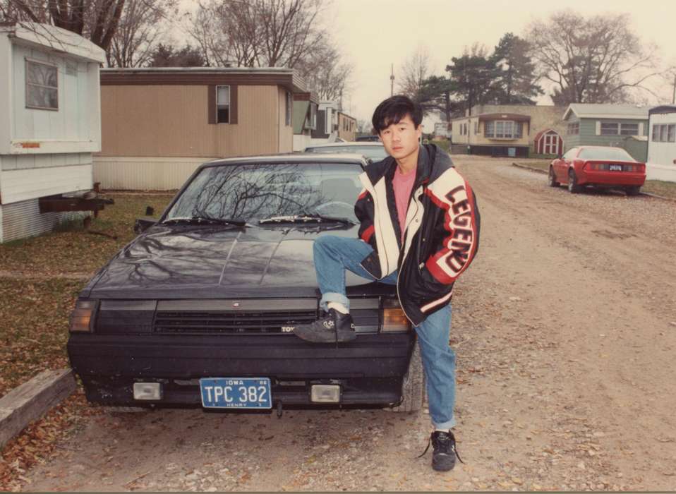 Portraits - Individual, car, toyota, trailer park, Mount Pleasant, IA, Motorized Vehicles, Iowa, Iowa History, Pounsavan, Aaron, history of Iowa, mobile home, license plate