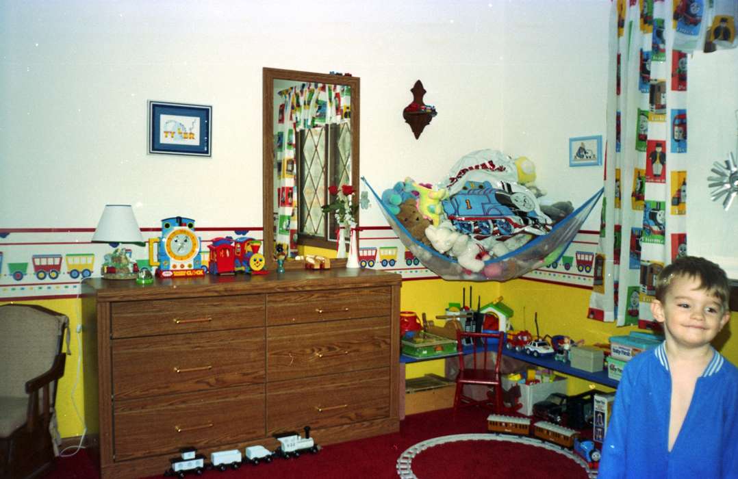 bedroom, dresser, lamp, train, Iowa, toys, mirror, Children, Homes, Portraits - Individual, history of Iowa, Rayl, Donna, Central City, IA, Iowa History