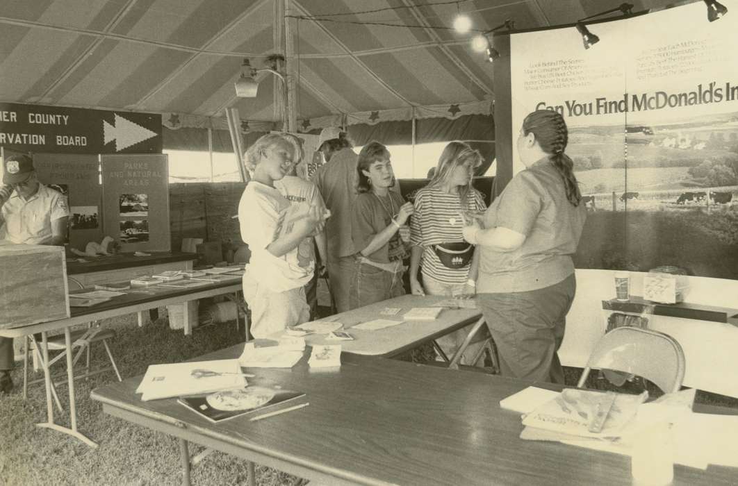 Children, girl, chair, history of Iowa, Portraits - Group, Waverly Public Library, Waverly, IA, county fair, Iowa, fanny pack, tent, display, Iowa History, table, correct date needed, posters, Animals, Fairs and Festivals