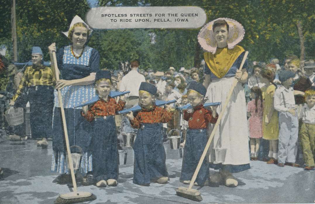 Fairs and Festivals, history of Iowa, postcard, children, Shaulis, Gary, Main Streets & Town Squares, Iowa, Children, Iowa History, woman