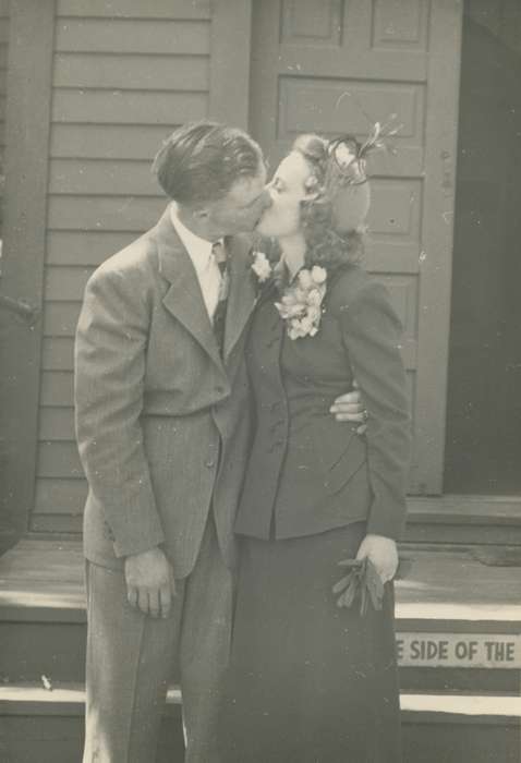 Portraits - Group, IA, Weddings, Iowa, little brown church, King, Tom and Kay, Religious Structures, kiss, history of Iowa, Iowa History