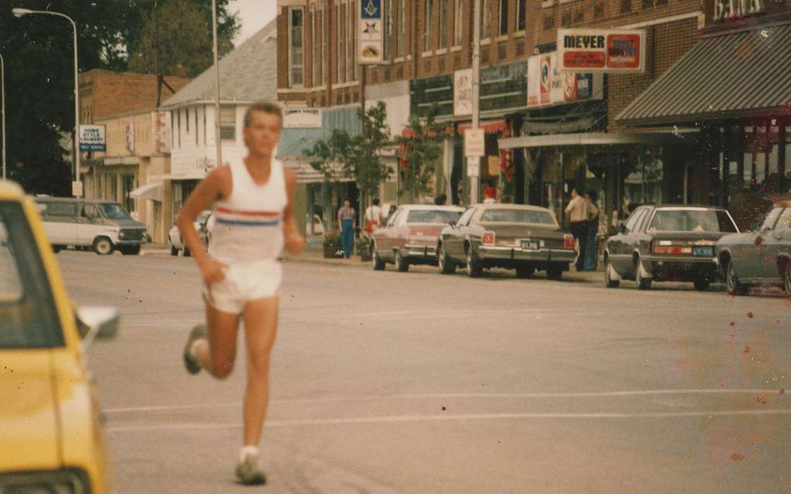 Businesses and Factories, Sumner, IA, car, Iowa History, Volker, Kurt, Iowa, running, road, Sports, Main Streets & Town Squares, runner, history of Iowa