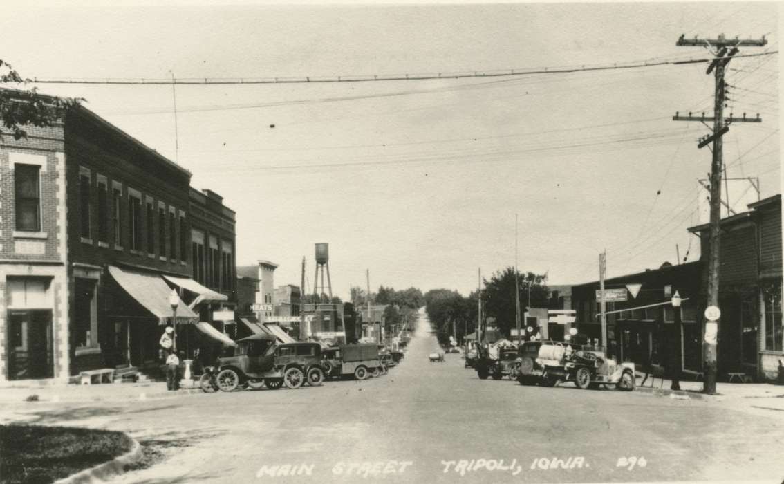 car, Cities and Towns, Iowa History, Iowa, Motorized Vehicles, Tripoli, IA, White, Lisa, Main Streets & Town Squares, downtown, history of Iowa