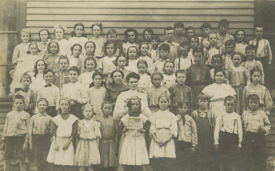 Portraits - Group, IA, Iowa, Schools and Education, Children, Stater, Connie, teacher, school, history of Iowa, Iowa History