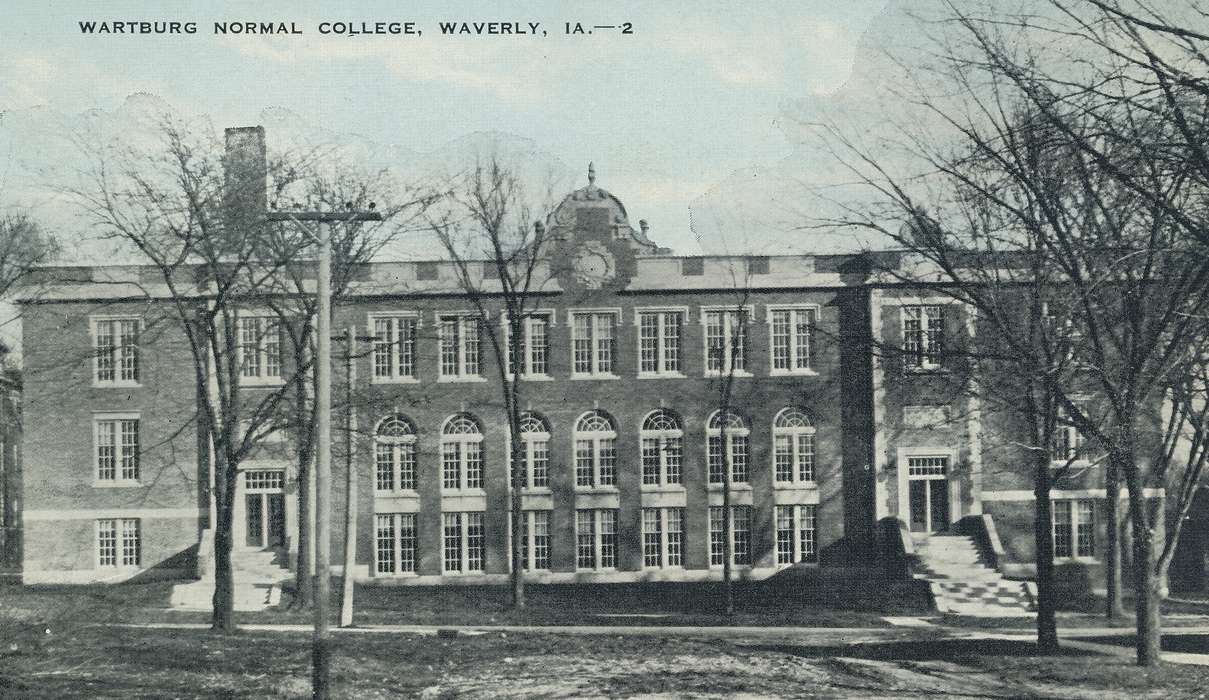 trees, Landscapes, correct date needed, wartburg college, Iowa, Schools and Education, Meyer, Sarah, steps, history of Iowa, Cities and Towns, utility pole, Waverly, IA, Iowa History