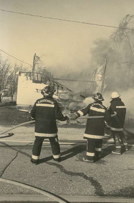 history of Iowa, Religious Structures, Iowa History, Wrecks, Siegel, IA, fire, fireman, Iowa, church, Waverly Public Library, Labor and Occupations