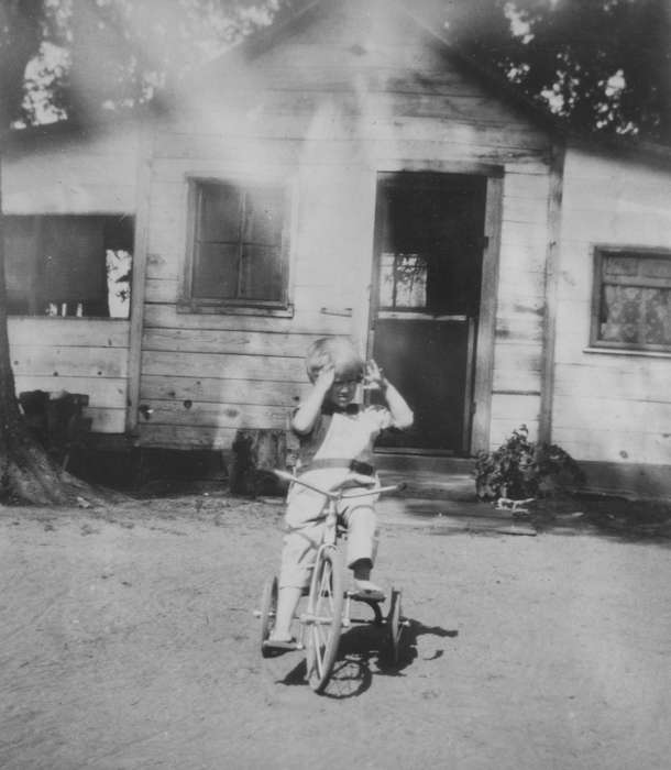 Homes, country, cabin, history of Iowa, NC, Iowa, tricycle, hands, camp, Mullenix, Angie, boy, Children, Iowa History, Outdoor Recreation, Leisure