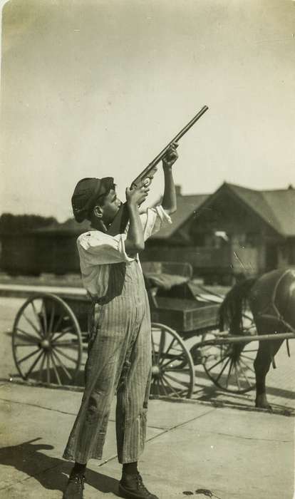 history of Iowa, Iowa History, gun, Anamosa Library & Learning Center, wagon, Iowa, Children, Outdoor Recreation, Anamosa, IA, horse, overalls