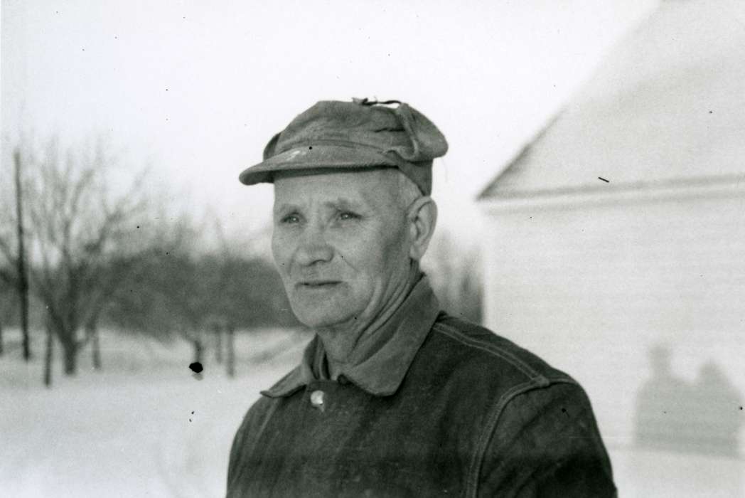 history of Iowa, Iowa History, Winter, cap, Hull, IA, Moss, Ruth, Iowa, Farms, Portraits - Individual