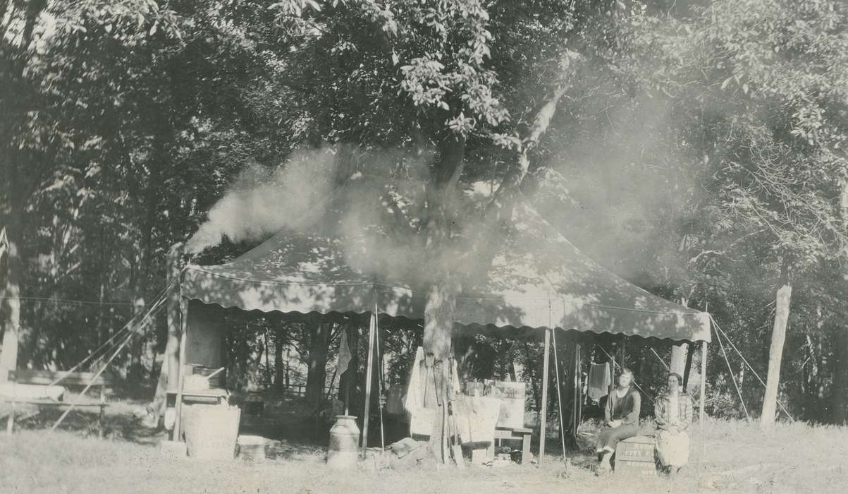 Portraits - Group, Iowa, tent, Iowa History, McMurray, Doug, Lehigh, IA, boy scout, Labor and Occupations, history of Iowa, cook, dolliver, state park, park