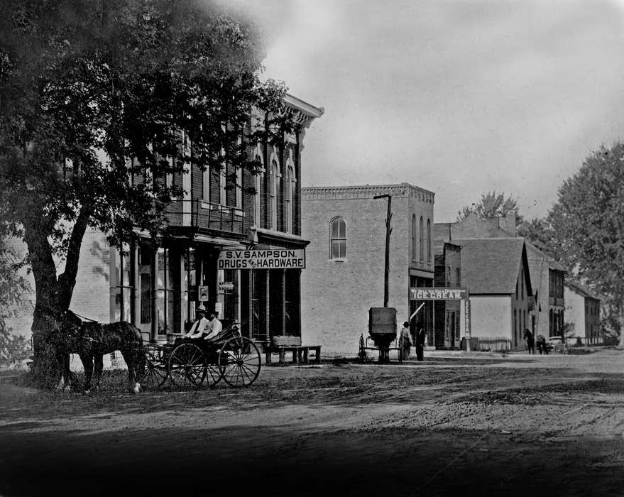 history of Iowa, Lemberger, LeAnn, Iowa, horse and buggy, Cities and Towns, Businesses and Factories, Iowa History, Agency, IA