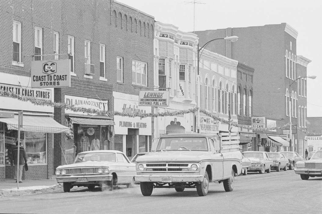 pickup, truck, Lemberger, LeAnn, history of Iowa, Motorized Vehicles, storefront, Main Streets & Town Squares, Iowa, Cities and Towns, car, sign, dodge, Businesses and Factories, store, Iowa History, Bloomfield, IA