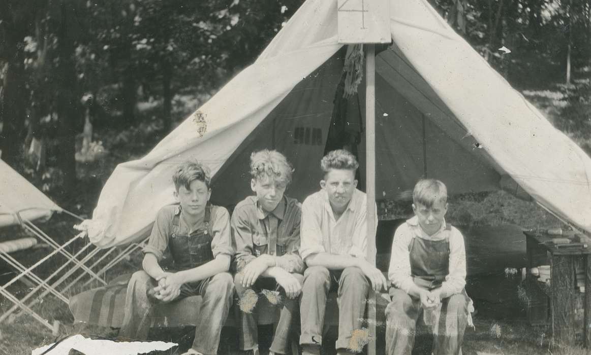 Portraits - Group, Lehigh, IA, boy scouts, history of Iowa, Iowa History, dolliver, state park, McMurray, Doug, Iowa, tents, Children, park, camping
