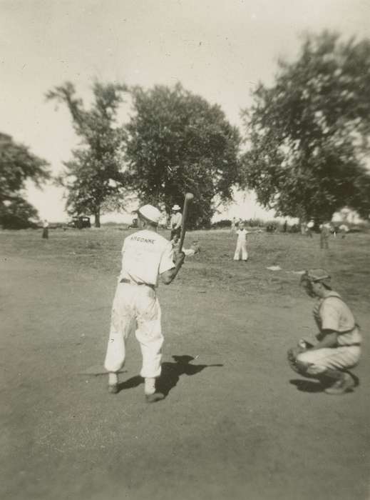 baseball game, Campopiano Von Klimo, Melinda, Norwoodville, IA, history of Iowa, Iowa History, batter, baseball bat, Iowa, baseball, Sports