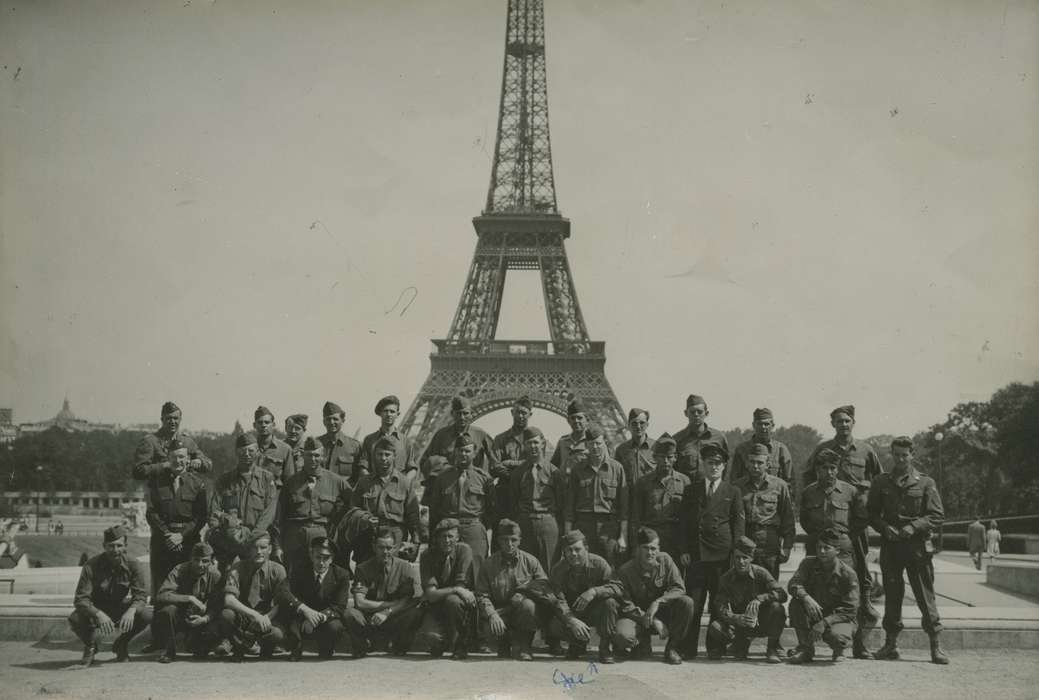 uniform, Travel, world war ii, Iowa, Paris, Iowa History, Military and Veterans, Campopiano Von Klimo, Melinda, wwii, history of Iowa, eiffel tower