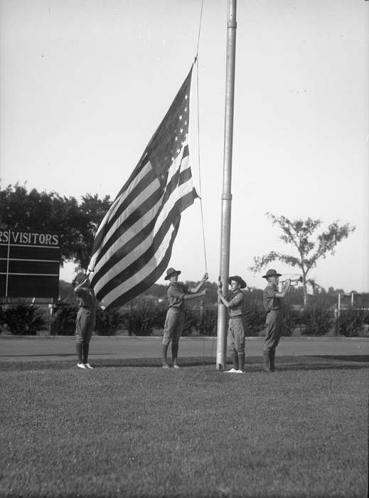 Iowa, american flag, UNI Special Collections & University Archives, Schools and Education, uni, university of northern iowa, history of Iowa, Cedar Falls, IA, boy scouts, iowa state teachers college, Iowa History