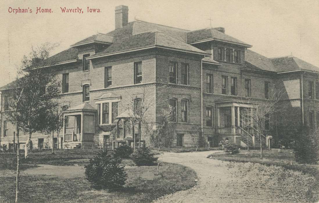 front porch, Landscapes, brick building, Iowa, stairs, Meyer, Sarah, Homes, Cities and Towns, history of Iowa, Waverly, IA, Iowa History