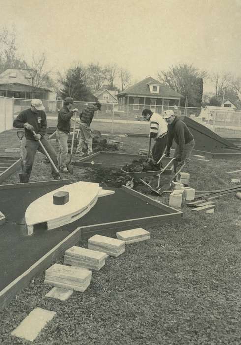 history of Iowa, construction crew, Iowa History, Waverly Public Library, Iowa, minigolf, Labor and Occupations