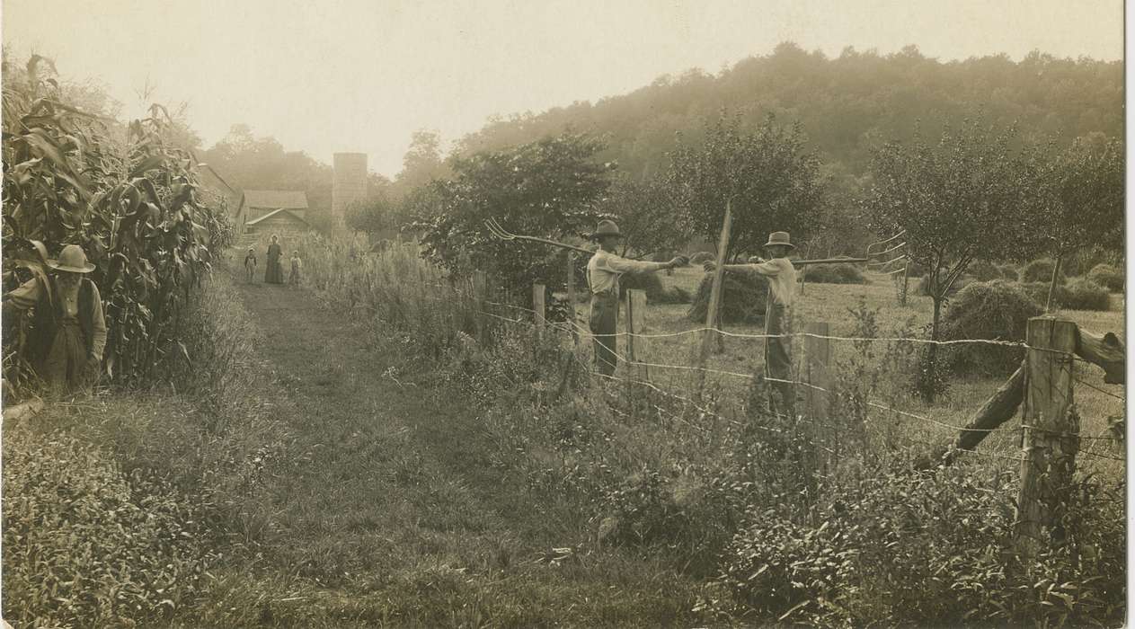 hay, Grandview, IA, history of Iowa, Farms, pitchfork, Dean, Shirley, Iowa, corn, fence, Iowa History