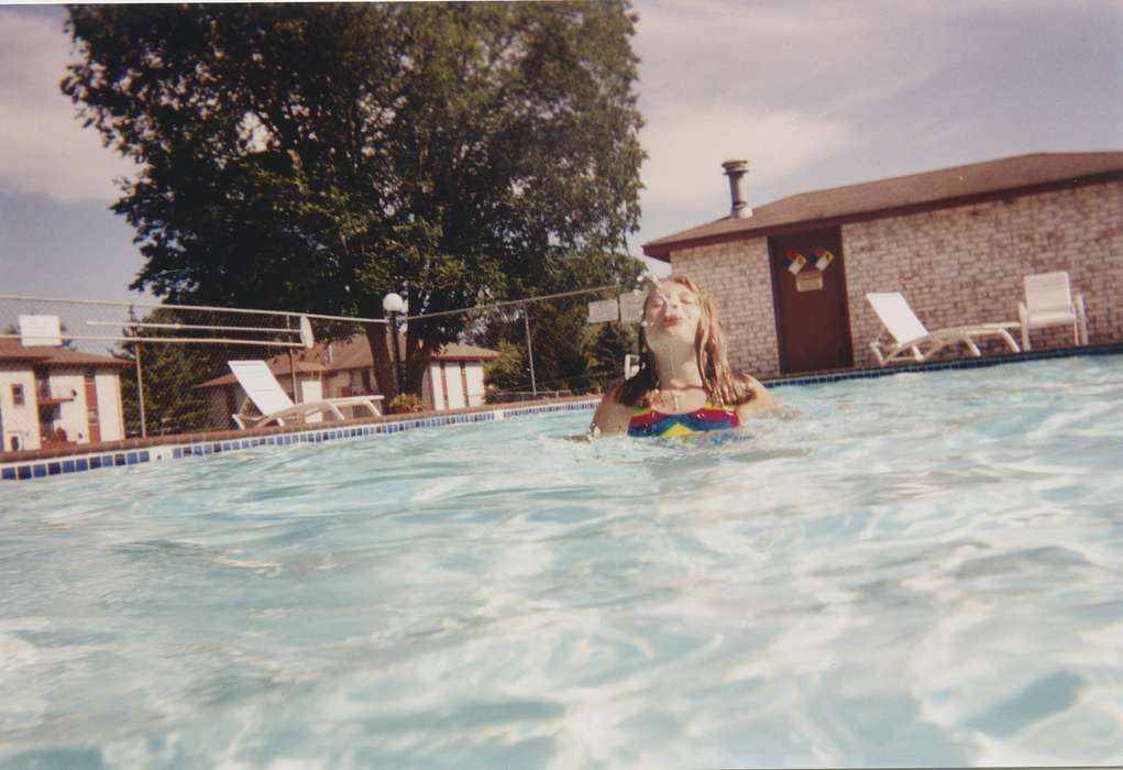 swimsuit, Iowa History, Leisure, bathing suit, Children, pool, Iowa, history of Iowa, lawn chair, Portraits - Individual, swimming suit, Scholtec, Emily, IA, tree