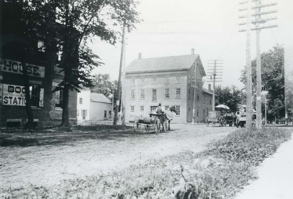 history of Iowa, Homes, Waverly, IA, Waverly Public Library, Main Streets & Town Squares, homes, Iowa, town, Iowa History, horse and buggy, Cities and Towns, Animals