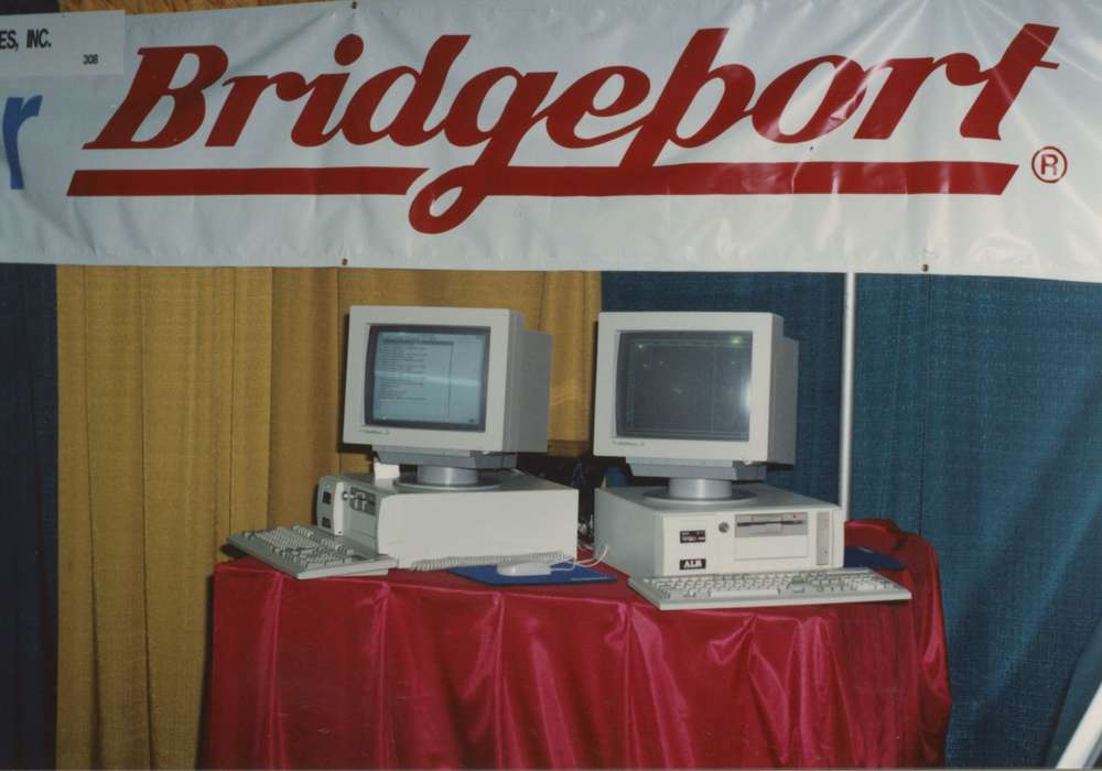 history of Iowa, display, Iowa History, bridgeport, Higgins, Sarah, Businesses and Factories, key board, computer, screen, Iowa, Chicago, IL, banner