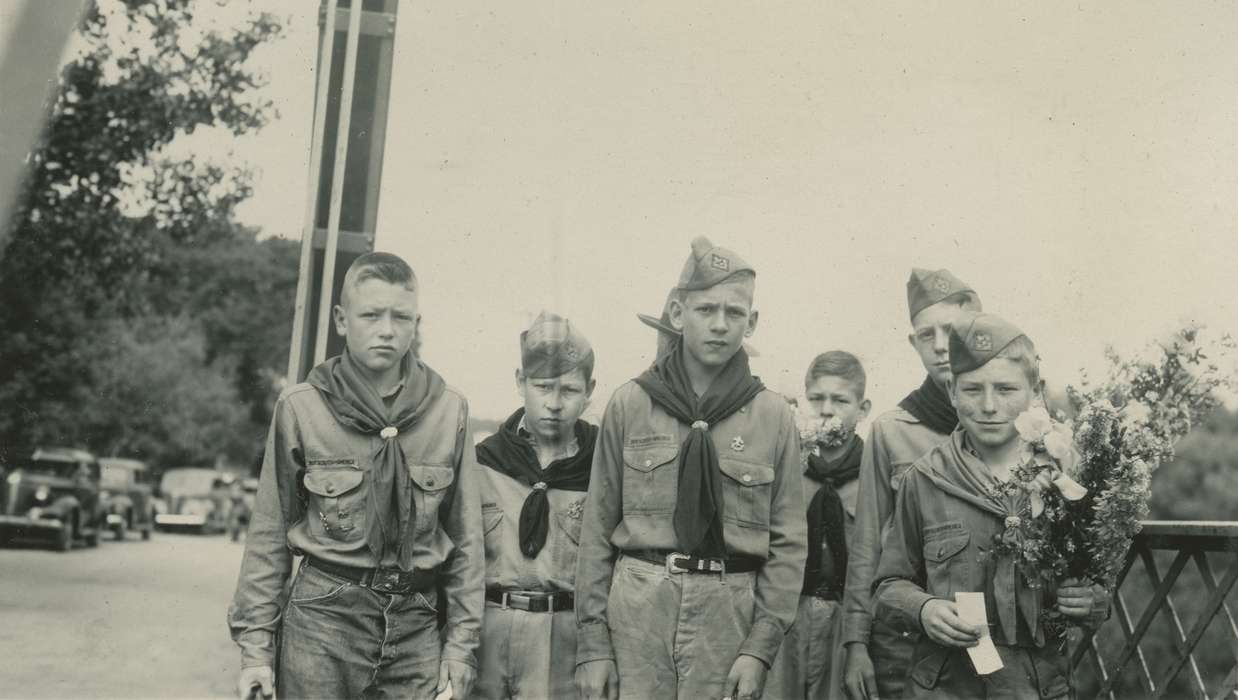 Civic Engagement, neckerchief, history of Iowa, boy scout, McMurray, Doug, flowers, Iowa, boy scouts, Children, Webster City, IA, Iowa History, Portraits - Group