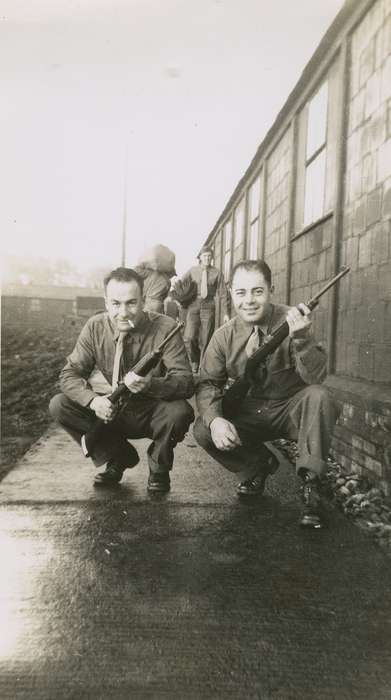 Portraits - Group, cigar, Travel, world war ii, Iowa, cigarette, Military and Veterans, history of Iowa, Campopiano Von Klimo, Melinda, gun, wwii, rifle, Launton, Iowa History