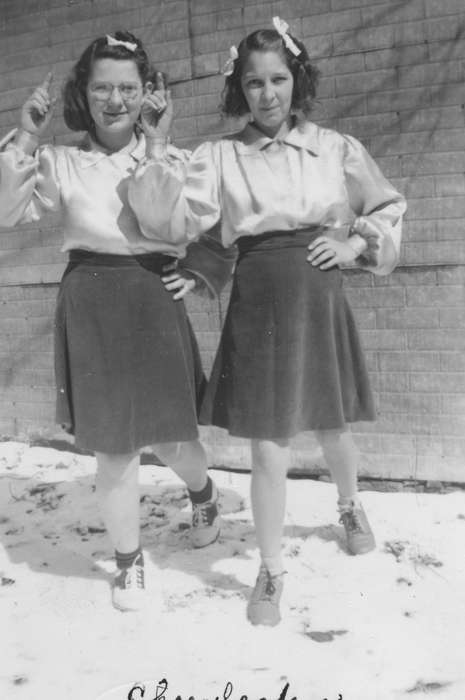 Portraits - Group, history of Iowa, Iowa History, Hahn, Cindy, cheerleaders, Iowa, silly, Children, Sumner, IA
