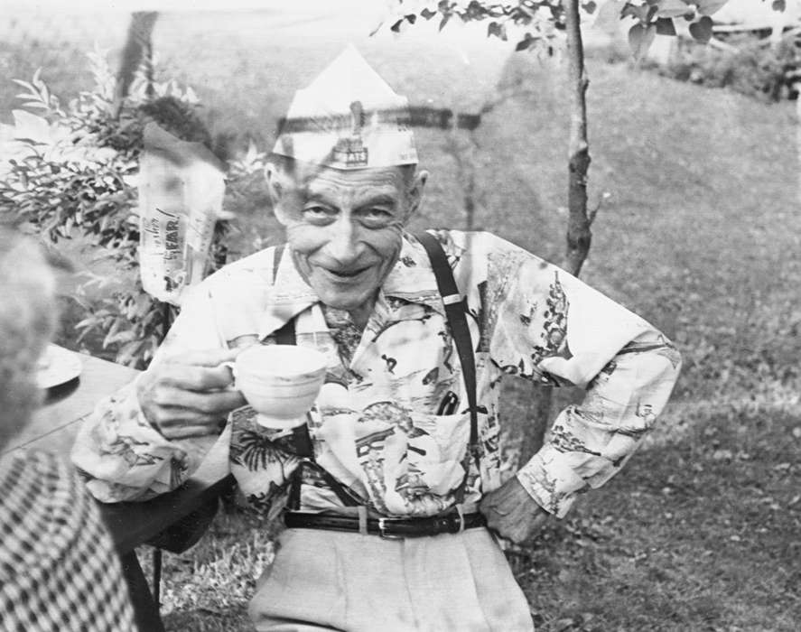 Leisure, history of Iowa, Iowa History, cup, Lake, George, suspenders, Independence, IA, Iowa, belt, silly, hat, Portraits - Individual