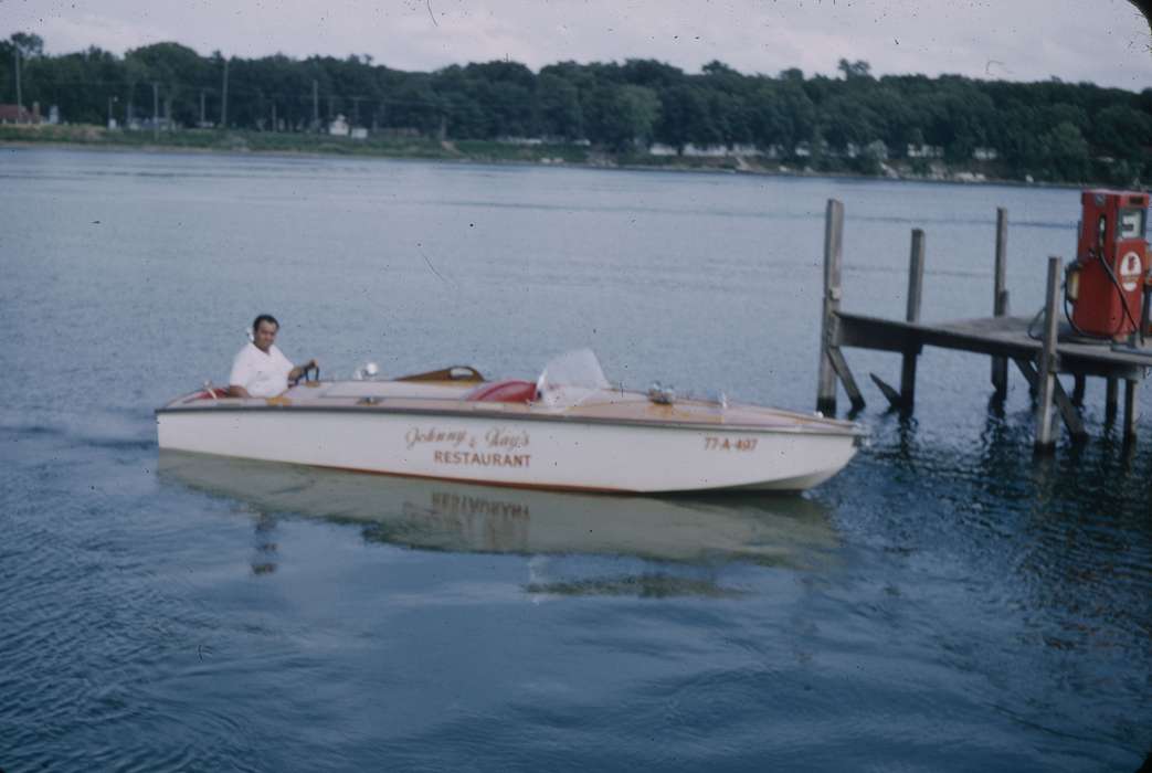 Leisure, Campopiano Von Klimo, Melinda, history of Iowa, Iowa History, Lakes, Rivers, and Streams, pond, Iowa, Outdoor Recreation, boat, Des Moines, IA, gas pump, Portraits - Individual