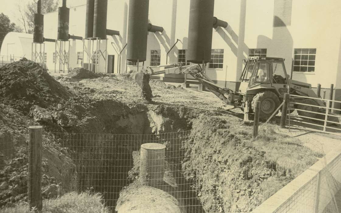 history of Iowa, Iowa History, power plant, Businesses and Factories, Waverly, IA, Iowa, construction, Waverly Public Library, cat backhoe