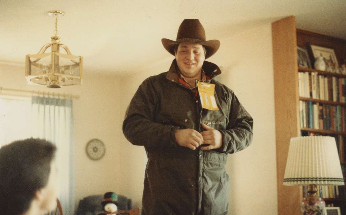 christmas, history of Iowa, Iowa History, Families, Marcus, IA, Holidays, Iowa, living room, Homes, Berger, Cathy, hat, Portraits - Individual