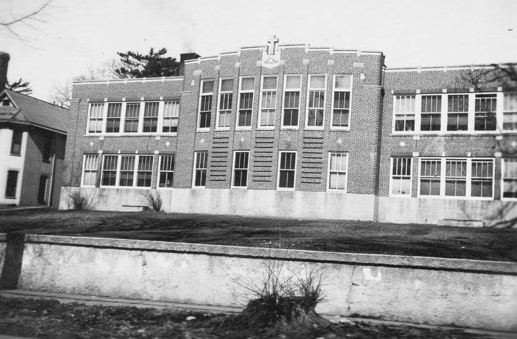 cross, school, catholic, window, Iowa, Lake, George, brick, Schools and Education, convent, Independence, IA, Religious Structures, history of Iowa, Iowa History