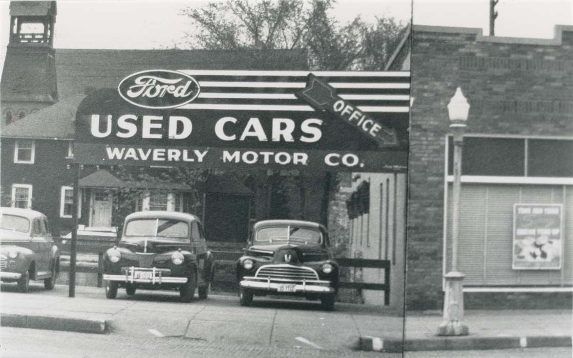 Military and Veterans, Main Streets & Town Squares, history of Iowa, Iowa History, Businesses and Factories, ford, business, Waverly, IA, Iowa, Cities and Towns, correct date needed, car dealership, Waverly Public Library