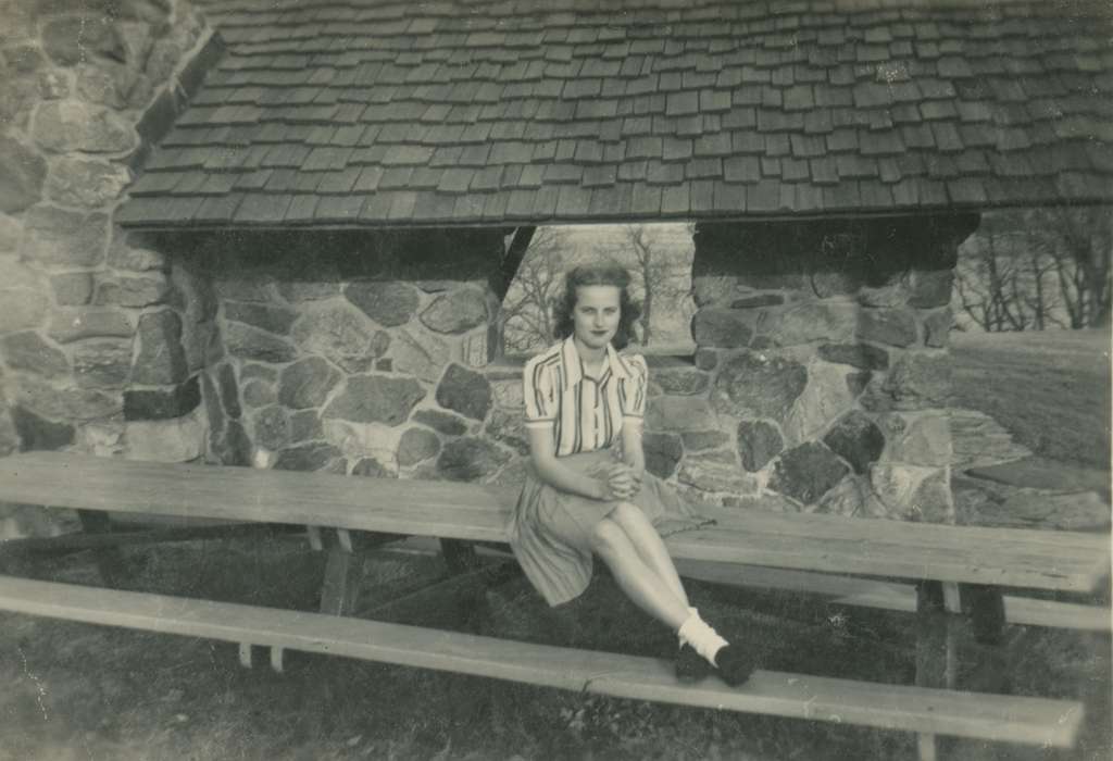 Iowa, bench, Leisure, Camden, Shannon, Portraits - Individual, Fort Dodge, IA, history of Iowa, picnic table, Iowa History, park