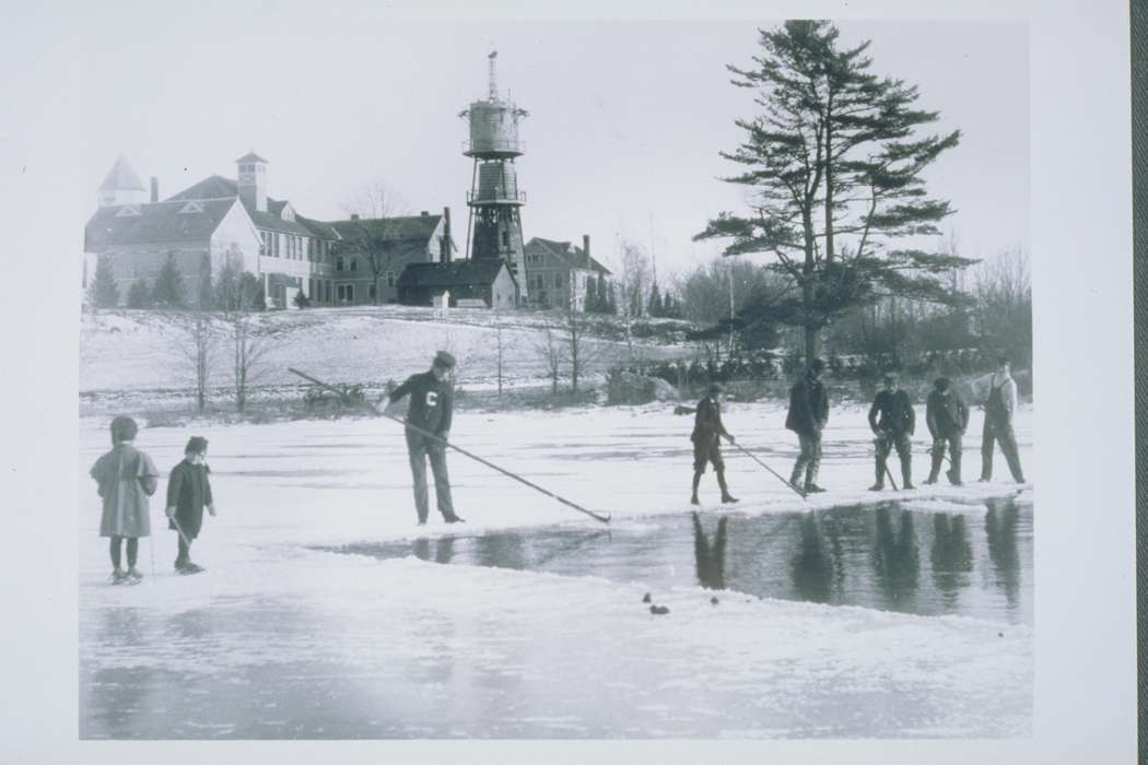 men, history of Iowa, Iowa History, pond, Storrs, CT, Archives & Special Collections, University of Connecticut Library, Iowa, ice