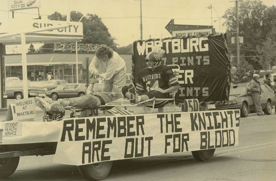 Waverly Public Library, history of Iowa, uniform, Iowa History, Entertainment, Motorized Vehicles, Waverly, IA, student, parade float, Iowa, homecoming