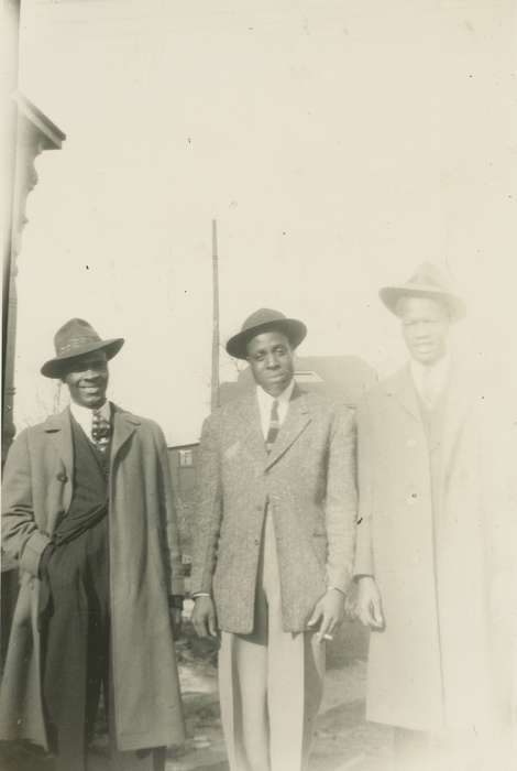 Portraits - Group, Pearson, Mike, hat, african american, Waterloo, IA, Iowa History, coat, People of Color, history of Iowa, Iowa, friends