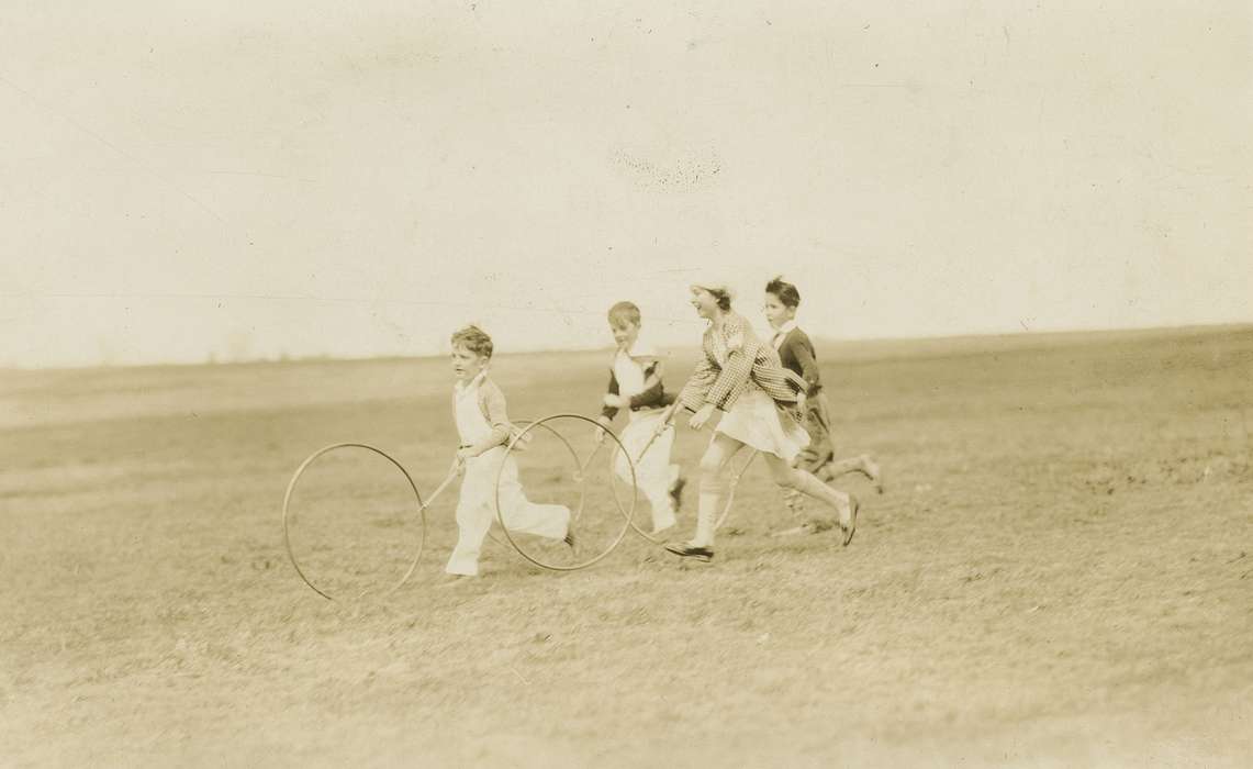 Leisure, history of Iowa, Iowa History, field, Wilson, Dorothy, Iowa, Outdoor Recreation, USA, dress, Children, hat, wheel