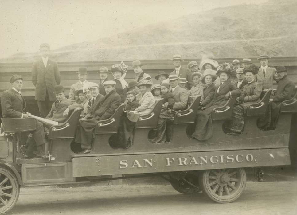 Travel, history of Iowa, Motorized Vehicles, San Francisco, CA, McMurray, Doug, Iowa, street car, Iowa History, Portraits - Group