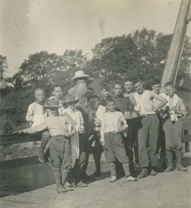 Portraits - Group, bridge, Iowa History, Iowa, McMurray, Doug, Hamilton County, IA, history of Iowa, Children, boy scouts