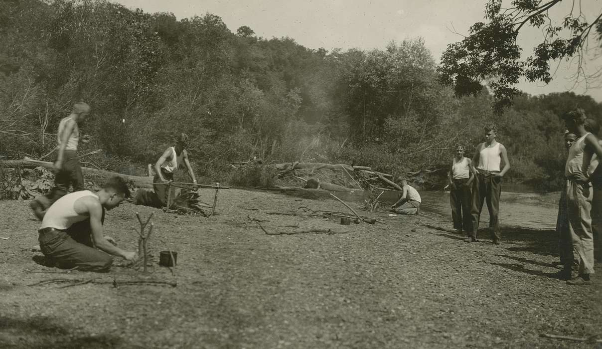 Outdoor Recreation, Iowa, Webster City, IA, camp fire, cooking, McMurray, Doug, contest, history of Iowa, boy scouts, water boiling contest, Iowa History