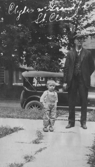 Cities and Towns, Motorized Vehicles, Iowa History, sidewalk, Children, Iowa, history of Iowa, Portraits - Group, car, Vinton, IA, Mullenix, Angie