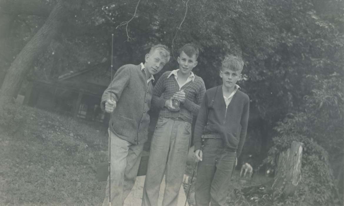 Portraits - Group, history of Iowa, Iowa History, Webster City, IA, fishing, Iowa, Outdoor Recreation, McMurray, Doug, Children, fishing rod