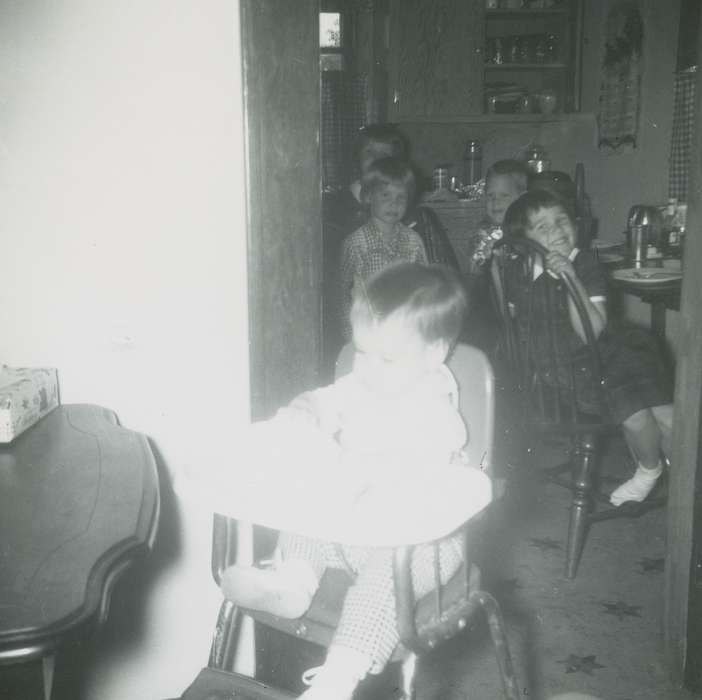 Klemme, IA, toddler, Iowa History, high chair, Children, Iowa, history of Iowa, Volker, Kurt, kitchen, Homes, Food and Meals