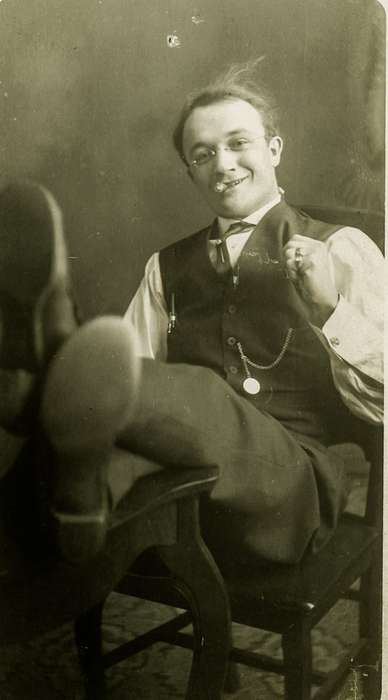 history of Iowa, Iowa History, shoes, pocket watch, Anamosa Library & Learning Center, cigar, Iowa, Anamosa, IA, silly, fob, Portraits - Individual