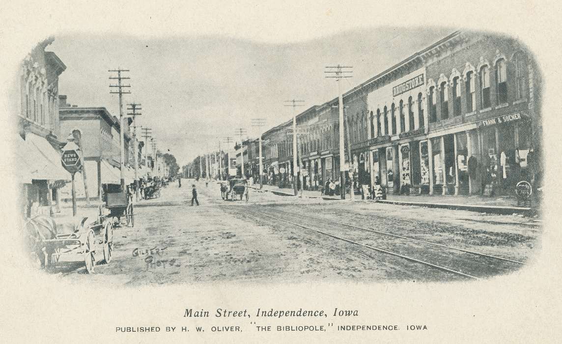 history of Iowa, Iowa History, horse carriage, postcard, Iowa, Cities and Towns, people, horse, Shaulis, Gary