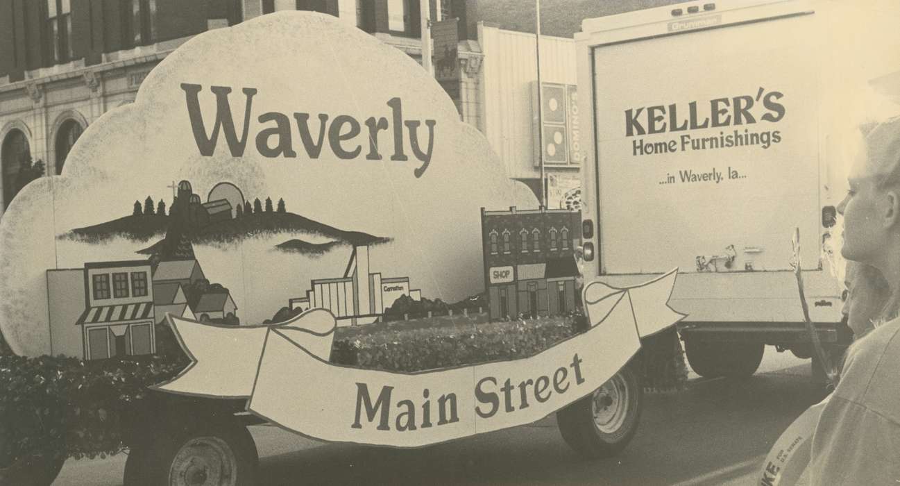 festival, Main Streets & Town Squares, Waverly Public Library, history of Iowa, Iowa History, Entertainment, Motorized Vehicles, Waverly, IA, Fairs and Festivals, parade float, Iowa, Leisure